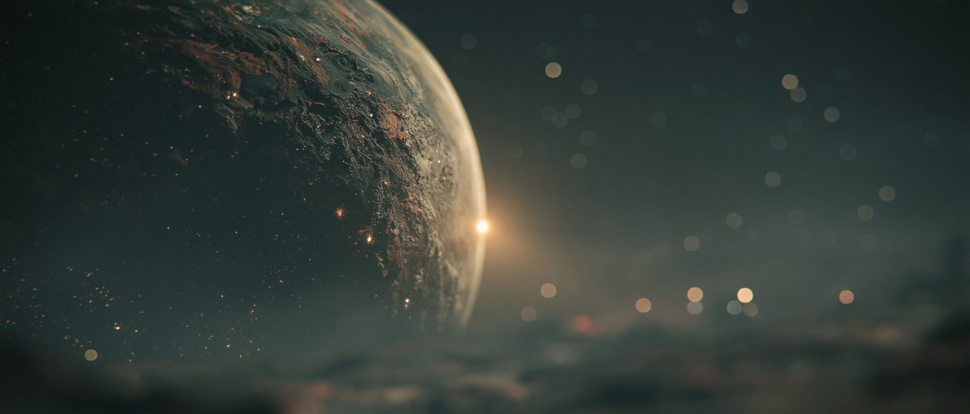 A lone crew working a cold seam, faint violet light deep in the crystal